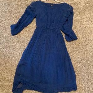 Silk gathered midi dress, fortuny-inspired